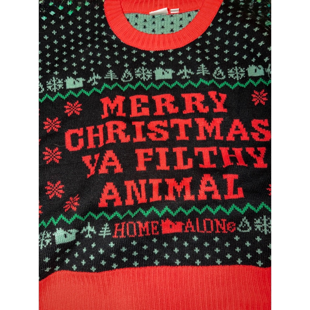 Home Alone Sweater Merry Christmas Ya Filthy Animal Crew Neck Medium holiday